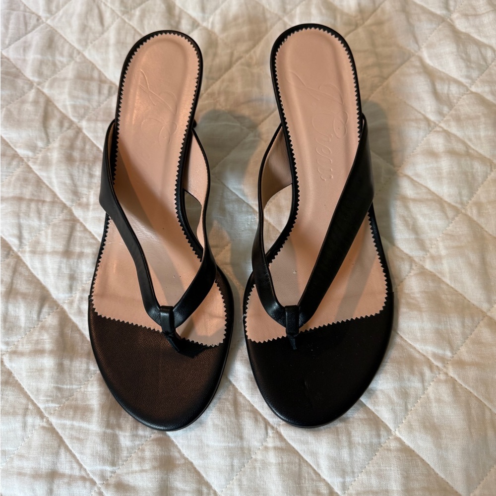 J. Crew Black Sandals Minimalist Kitten Heel